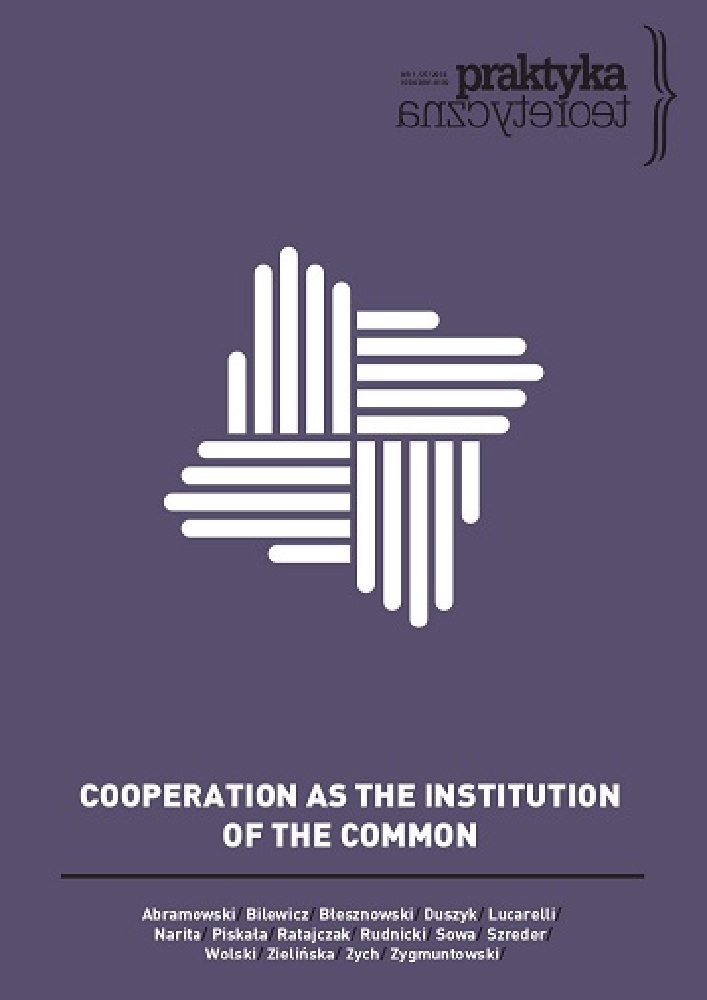 Okładka czasopisma Praktyka Teoretyczna, tom 27, nr 1, rok 2018, tytuł COOPERATION AS THE INSTITUTION OF THE COMMON
