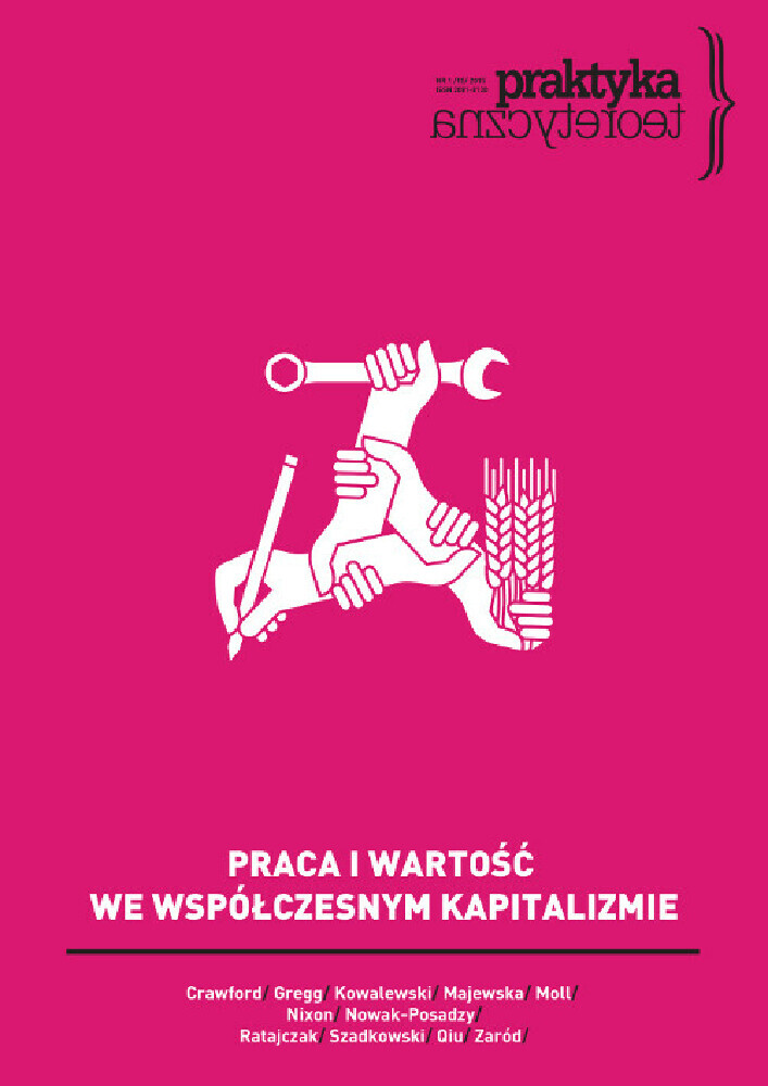 Okładka czasopisma Praktyka Teoretyczna, tom 15, nr 1, rok 2015, tytuł PRACA I WARTOŚĆ WE WSPÓŁCZESNYM KAPITALIZMIE