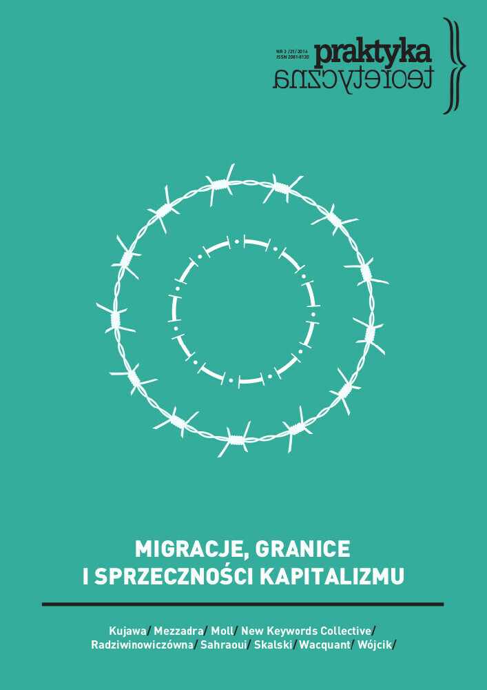 Journal cover Praktyka Teoretyczna, volume 21, no. 3, year 2016, title MIGRATION, BORDERS AND THE CONTRADICTIONS OF CAPITALISM
