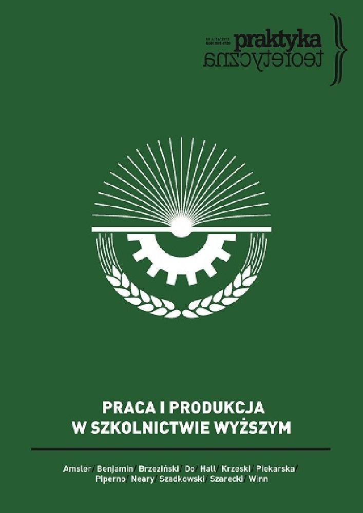 Okładka czasopisma Praktyka Teoretyczna, tom 18, nr 4, rok 2015, tytuł PRACA I PRODUKCJA W SZKOLNICTWIE WYŻSZYM