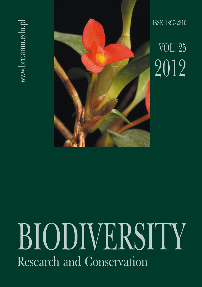 Journal cover Biodiversity: Research and Conservation, volume 25, year 2012