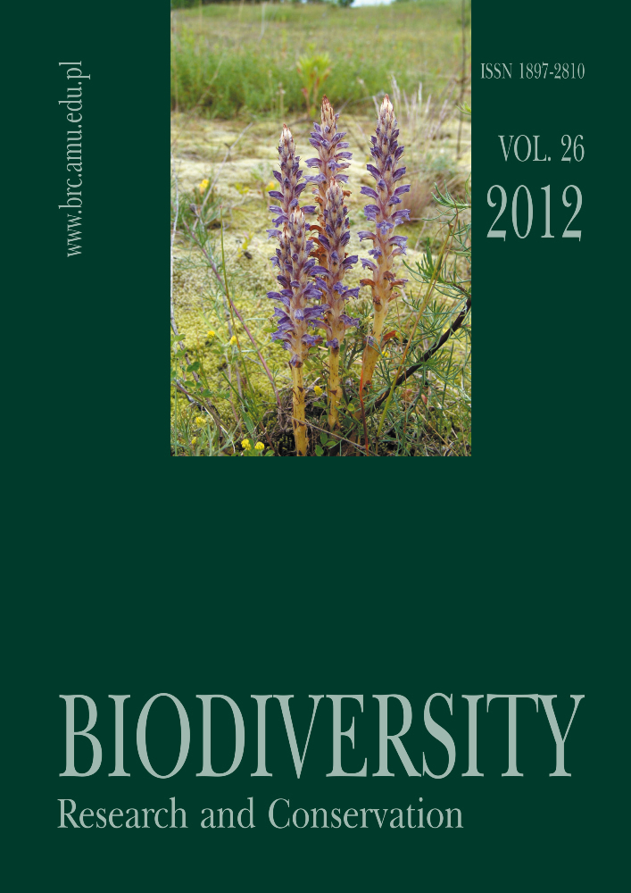 Journal cover Biodiversity: Research and Conservation, volume 26, year 2012