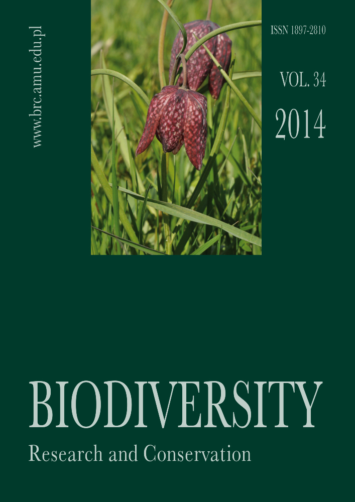 Journal cover Biodiversity: Research and Conservation, volume 34, year 2014