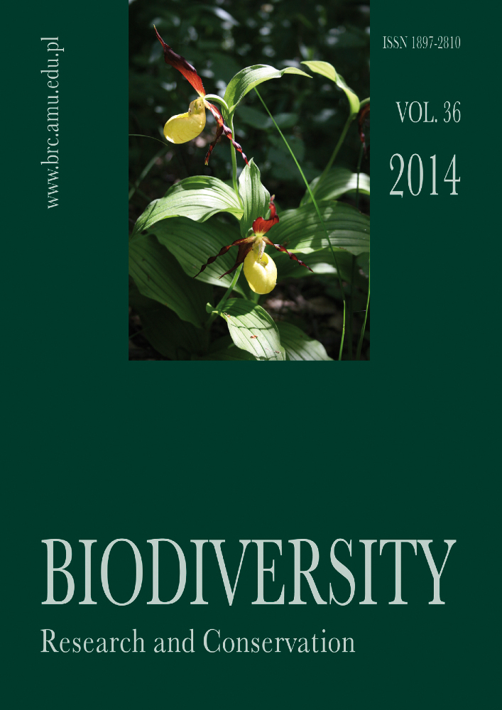 Journal cover Biodiversity: Research and Conservation, volume 36, year 2014