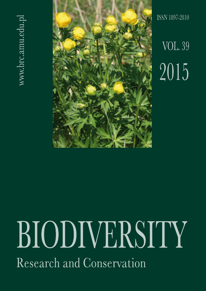 Journal cover Biodiversity: Research and Conservation, volume 39, year 2015