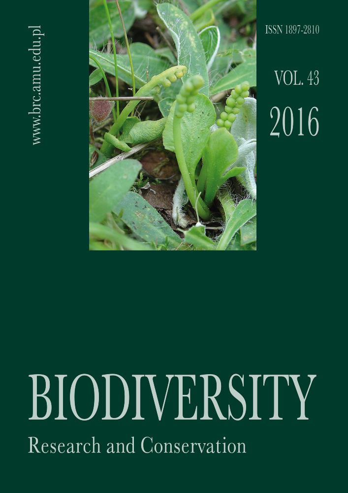 Journal cover Biodiversity: Research and Conservation, volume 43, year 2016
