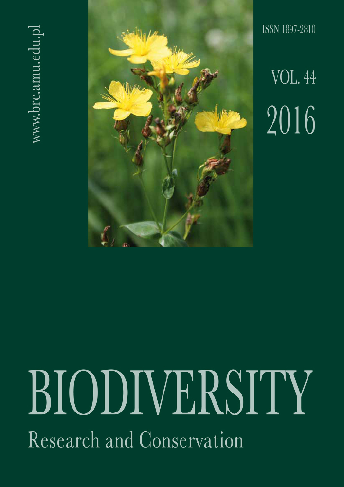 Journal cover Biodiversity: Research and Conservation, volume 44, year 2016