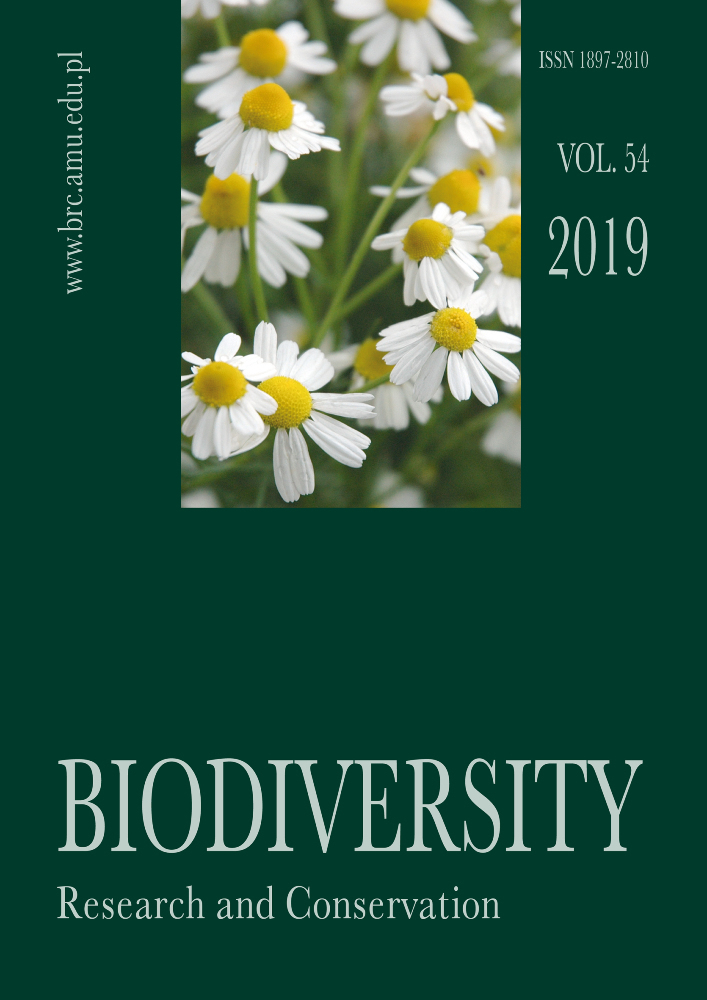 Journal cover Biodiversity: Research and Conservation, volume 54, year 2019