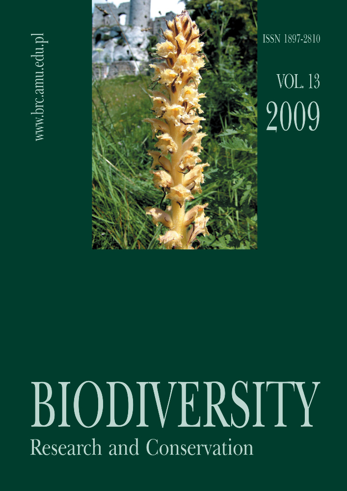 Journal cover Biodiversity: Research and Conservation, volume 13, year 2009