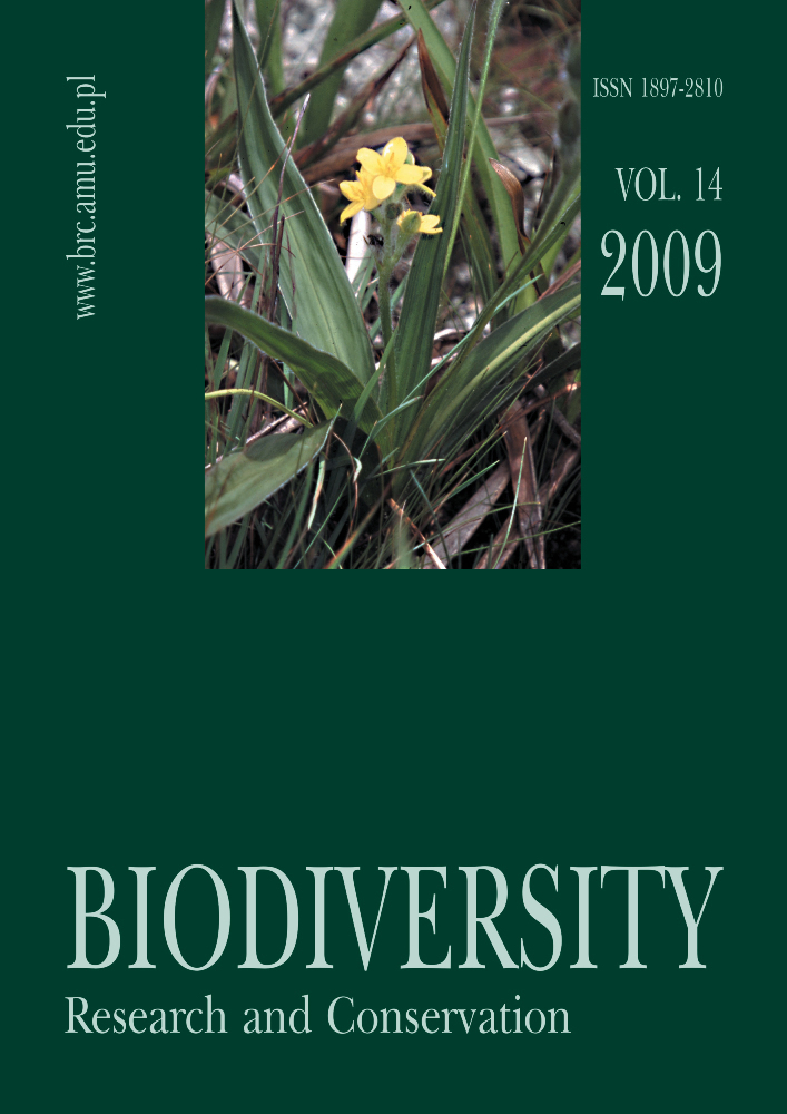 Journal cover Biodiversity: Research and Conservation, volume 14, year 2009