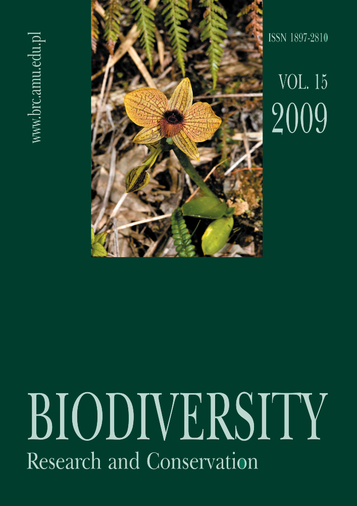 Journal cover Biodiversity: Research and Conservation, volume 15, year 2009