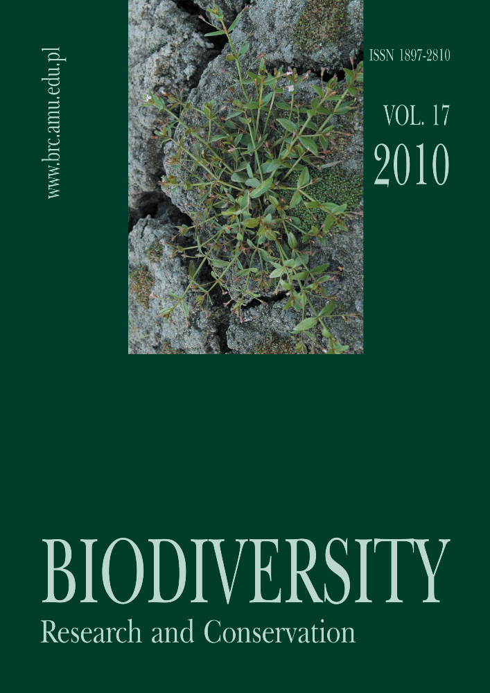 Journal cover Biodiversity: Research and Conservation, volume 17, year 2010