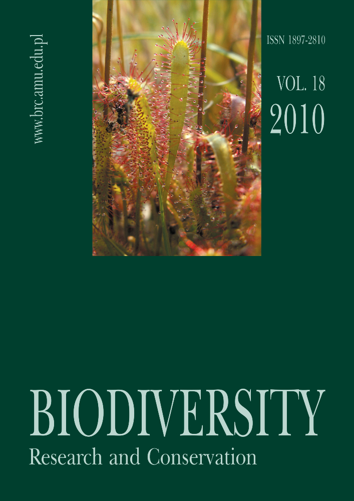 Journal cover Biodiversity: Research and Conservation, volume 18, year 2010