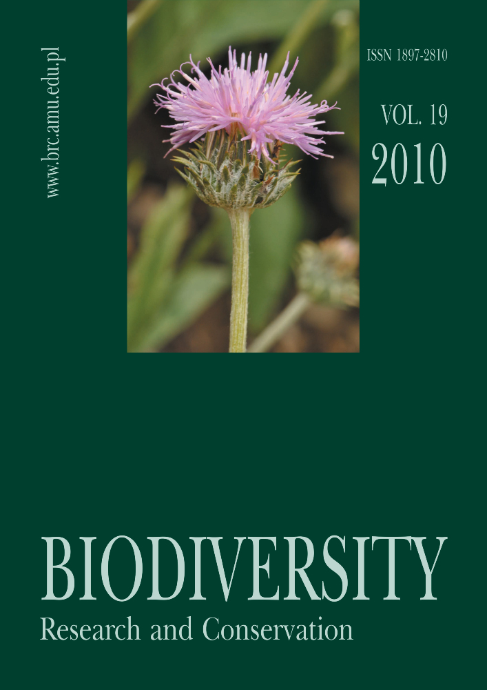 Journal cover Biodiversity: Research and Conservation, volume 19, year 2010