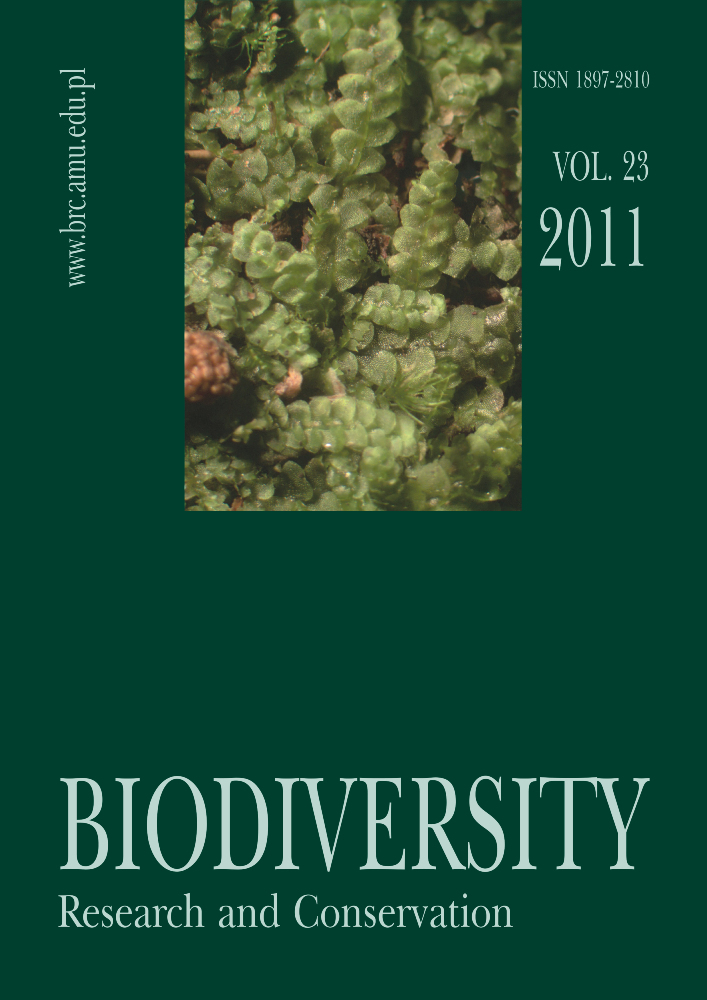 Journal cover Biodiversity: Research and Conservation, volume 23, year 2011