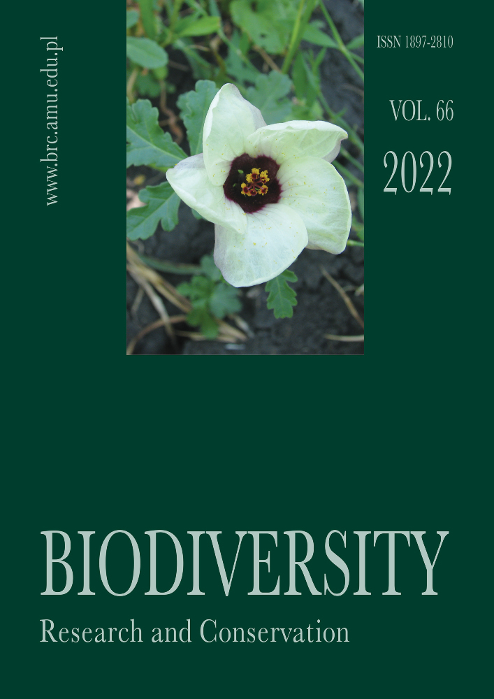Journal cover Biodiversity: Research and Conservation, volume 66, year 2022