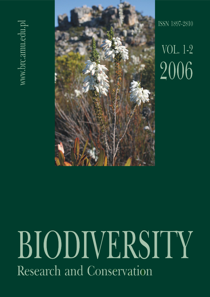 Journal cover Biodiversity: Research and Conservation, no. 1-2, year 2006