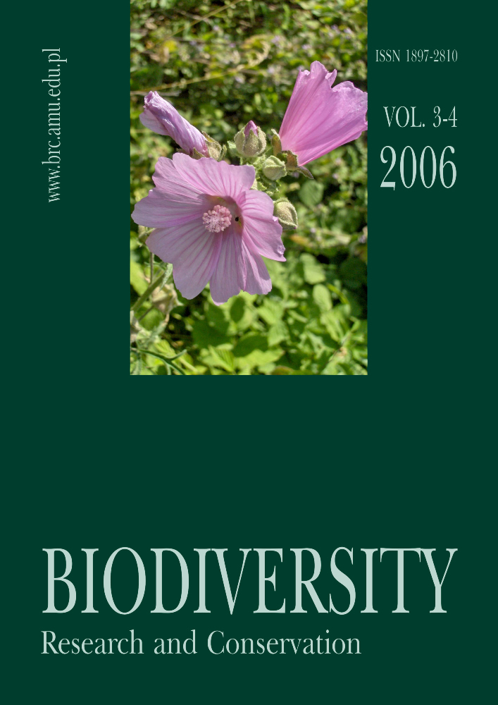 Journal cover Biodiversity: Research and Conservation, no. 3-4, year 2006