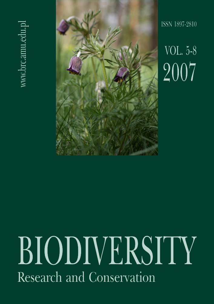 Journal cover Biodiversity: Research and Conservation, no. 5-8, year 2007