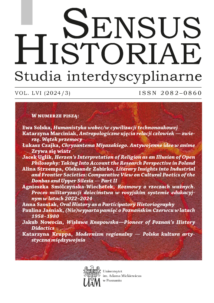 Okładka czasopisma Sensus Historiae, tom 56, nr 3, rok 2024