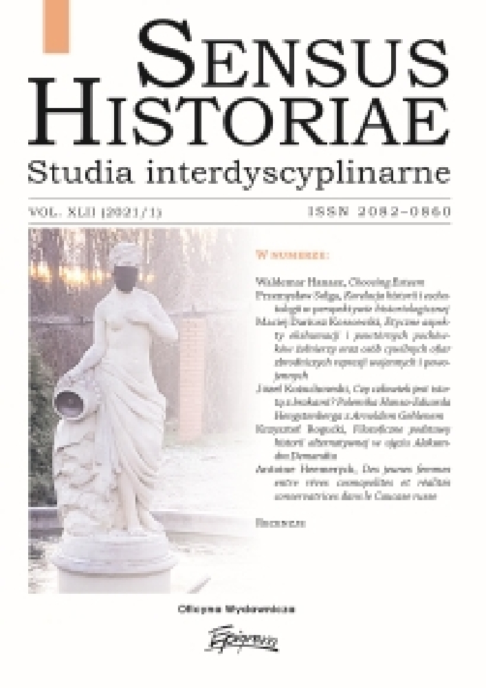 Journal cover Sensus Historiae, volume 42, no. 1, year 2021, title Sensus Historiae. Studia interdyscyplinarne