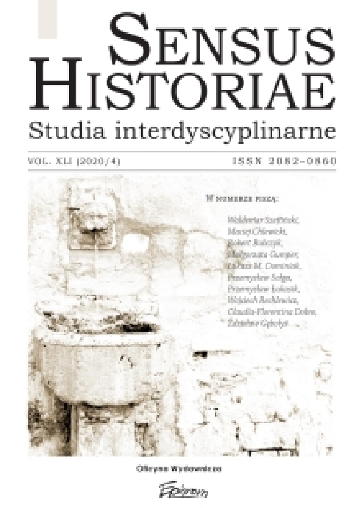 Journal cover Sensus Historiae, volume 41, no. 4, year 2020