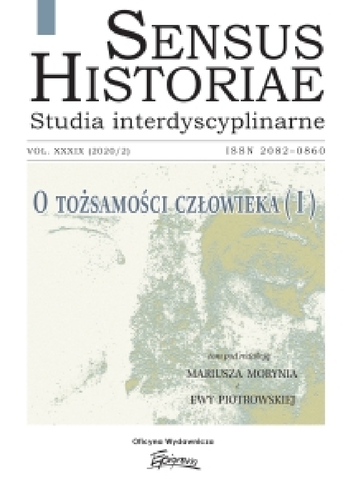 Journal cover Sensus Historiae, volume 39, no. 2, year 2020, title About Human Identity (Part I)
