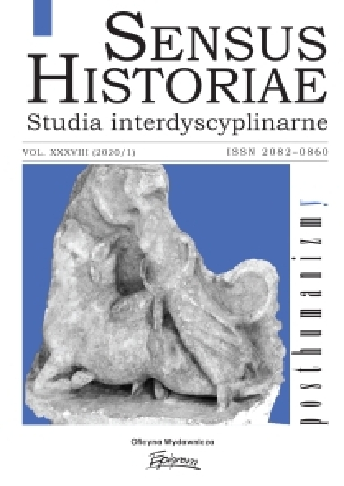 Journal cover Sensus Historiae, volume 38, no. 1, year 2020, title posthumanisms
