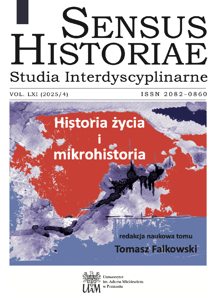 Journal cover Sensus Historiae, volume 61, no. 4, year 2025, title Life history and microhistory