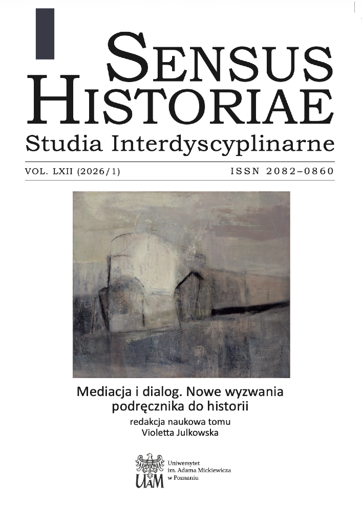Journal cover Sensus Historiae, volume 62, no. 1, year 2026, title Mediation and Dialogue: New Challenges for History Textbooks