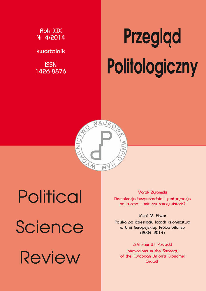 Okładka czasopisma Przegląd Politologiczny, nr 4, rok 2014