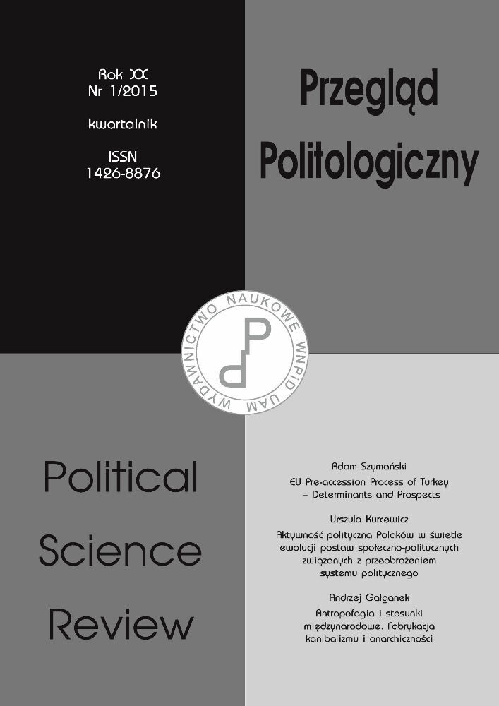 Okładka czasopisma Przegląd Politologiczny, nr 1, rok 2015