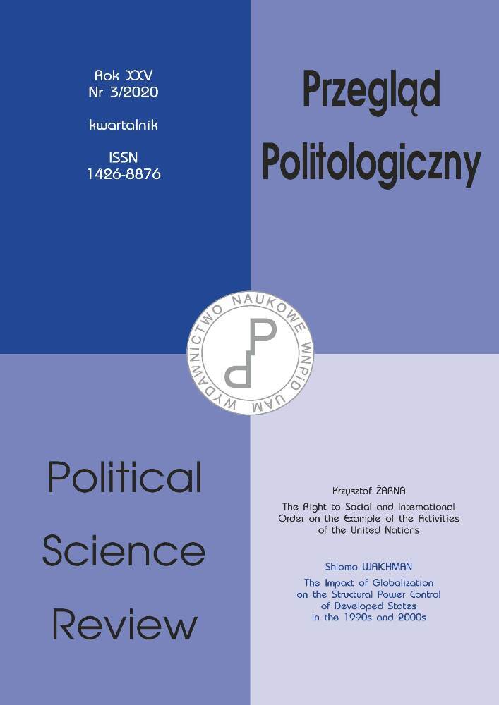 Okładka czasopisma Przegląd Politologiczny, nr 3, rok 2020