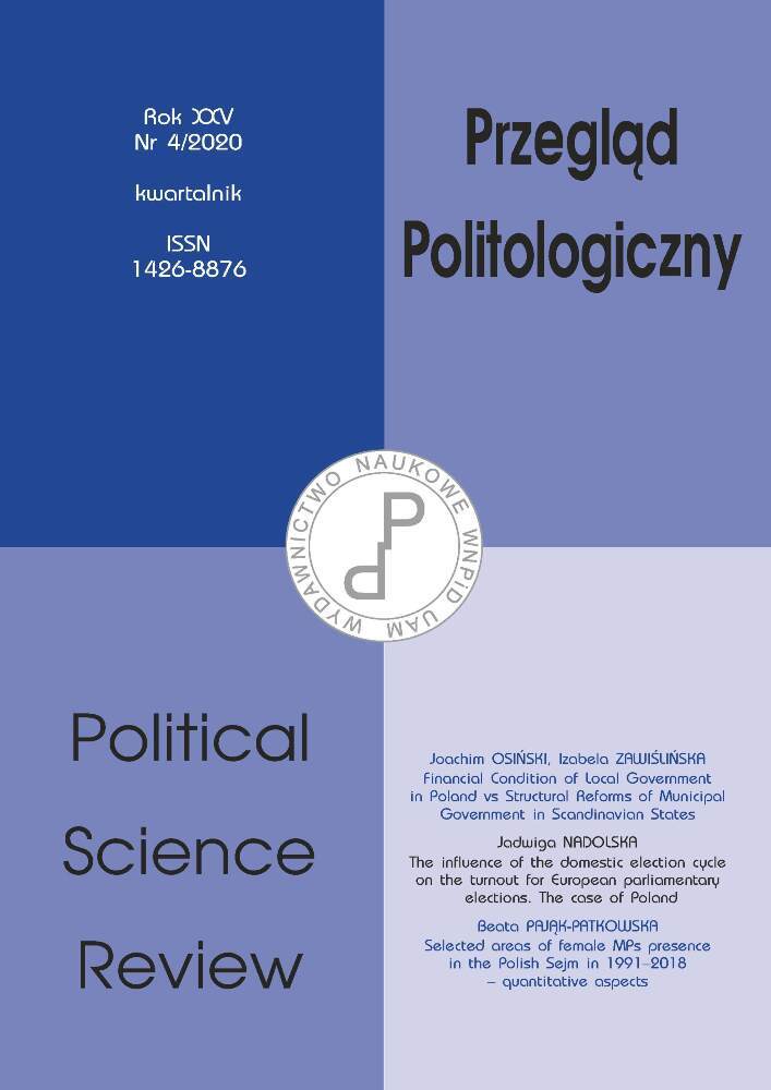 Okładka czasopisma Przegląd Politologiczny, nr 4, rok 2020