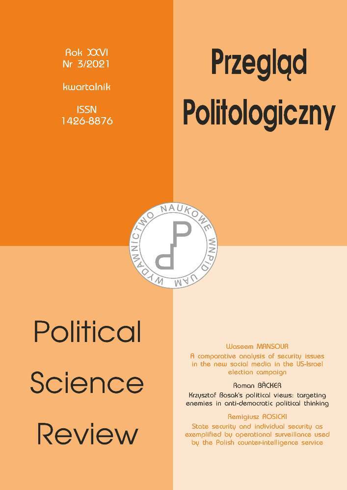 Okładka czasopisma Przegląd Politologiczny, nr 3, rok 2021