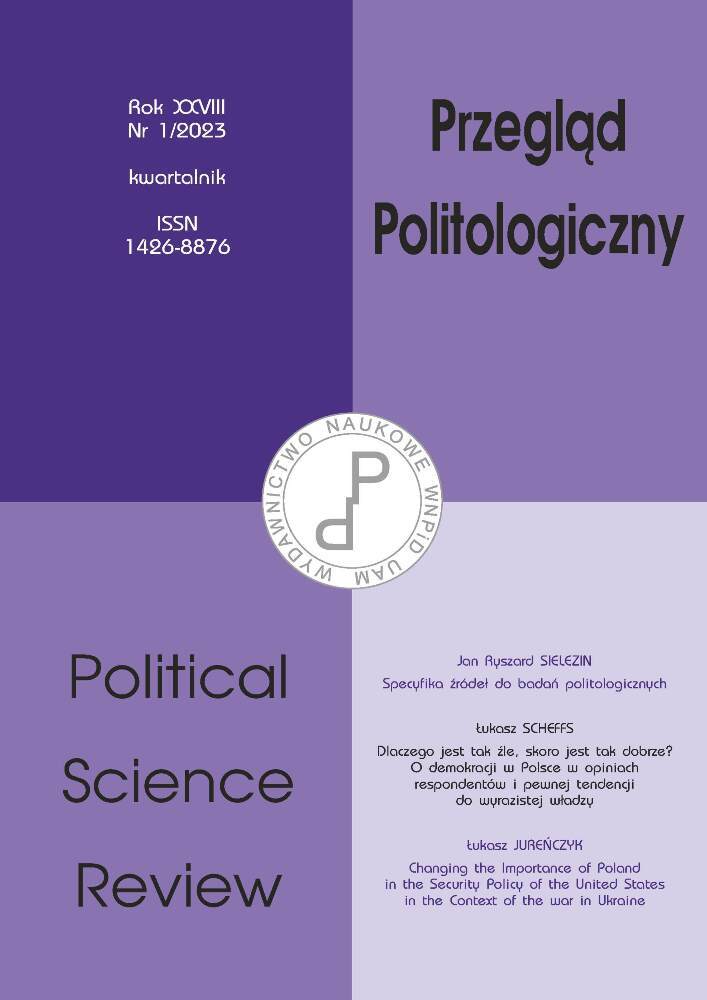 Okładka czasopisma Przegląd Politologiczny, nr 1, rok 2023