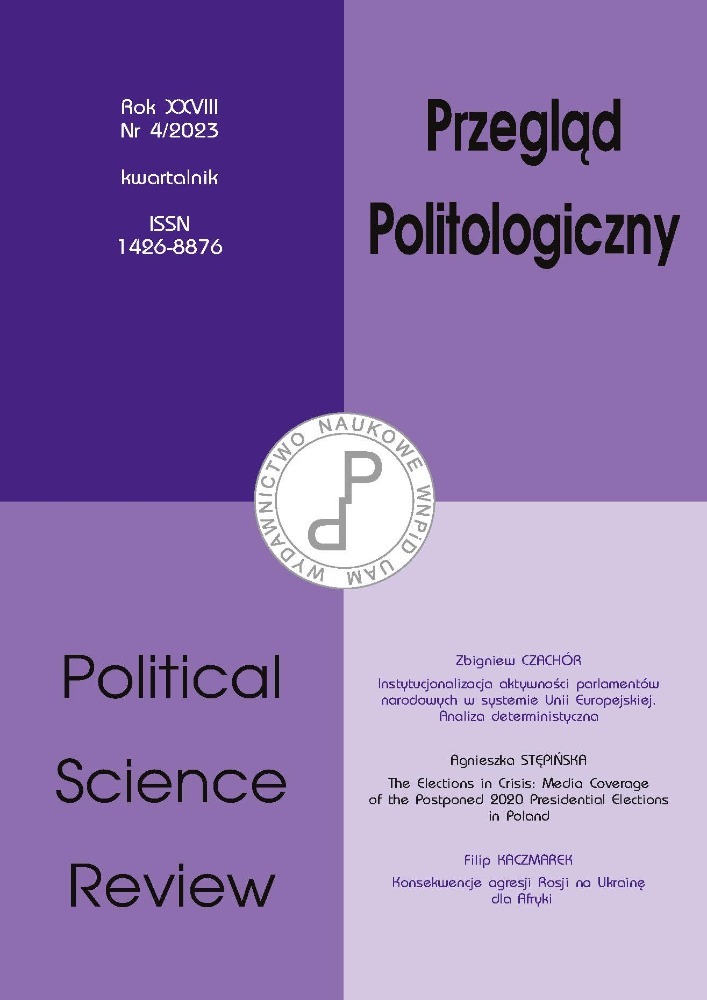 Okładka czasopisma Przegląd Politologiczny, nr 4, rok 2023