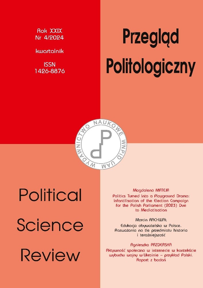 Okładka czasopisma Przegląd Politologiczny, nr 4, rok 2024