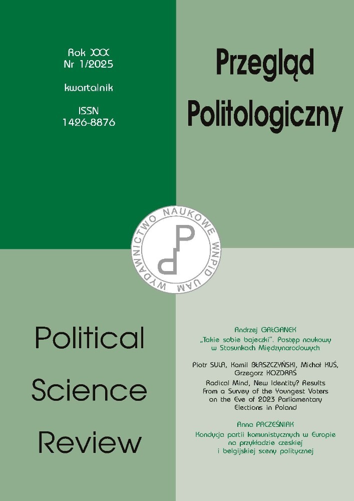 Okładka czasopisma Przegląd Politologiczny, nr 1, rok 2025