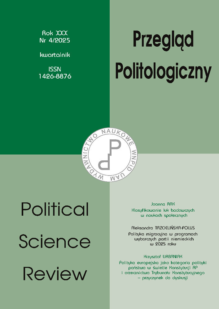 Okładka czasopisma Przegląd Politologiczny, nr 4, rok 2025