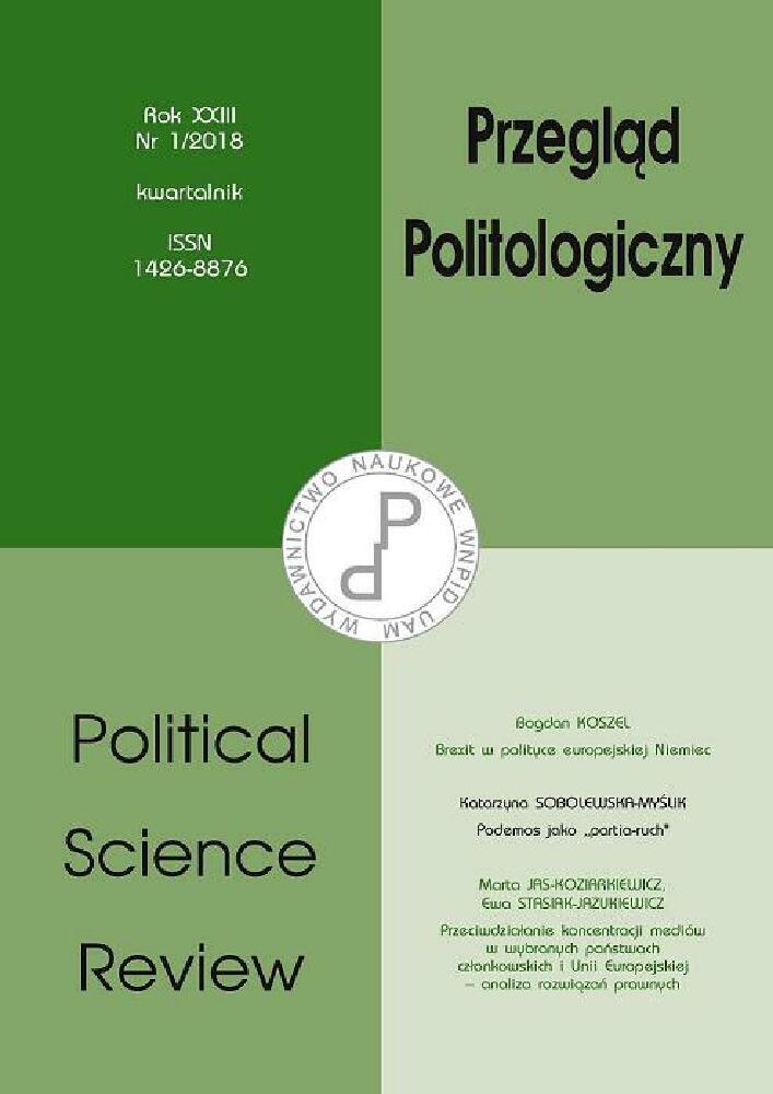 Okładka czasopisma Przegląd Politologiczny, nr 1, rok 2018