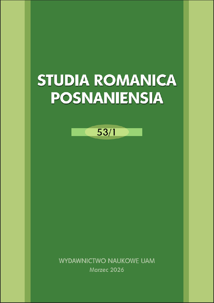 Okładka czasopisma Studia Romanica Posnaniensia, tom 53, nr 1, rok 2026, tytuł El cambio social en las narrativas hispanohablantes