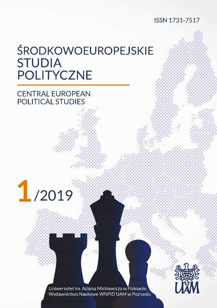 Okładka czasopisma Środkowoeuropejskie Studia Polityczne, nr 1, rok 2019