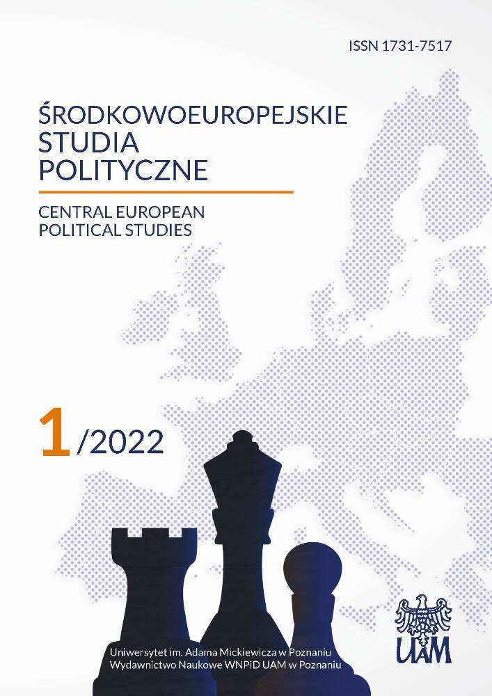 Okładka czasopisma Środkowoeuropejskie Studia Polityczne, nr 1, rok 2022