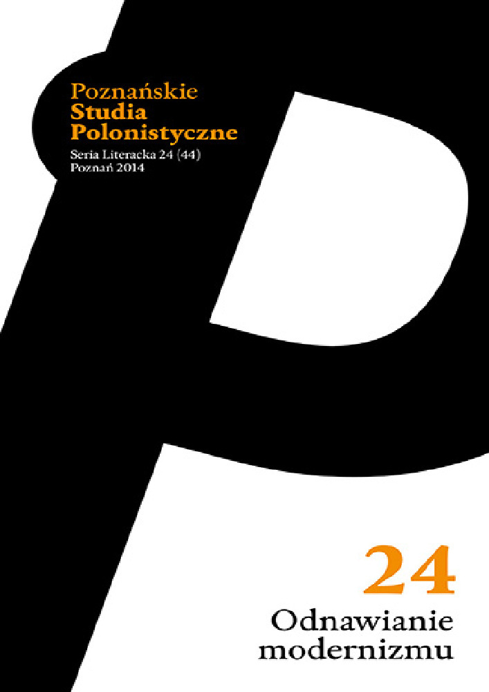 Okładka czasopisma Poznańskie Studia Polonistyczne. Seria Literacka, nr 24, rok 2014, tytuł Odnawianie modernizmu