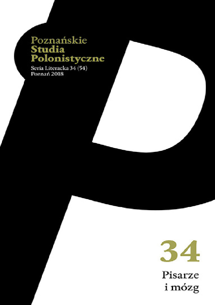 Okładka czasopisma Poznańskie Studia Polonistyczne. Seria Literacka, nr 34, rok 2018, tytuł Pisarze i mózg