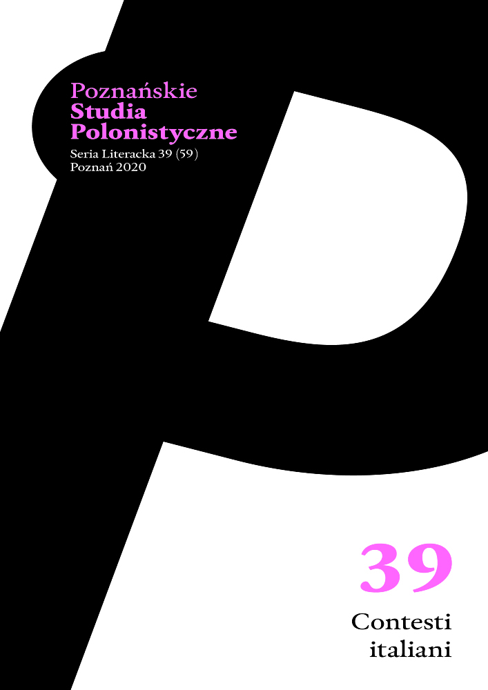 Okładka czasopisma Poznańskie Studia Polonistyczne. Seria Literacka, nr 39, rok 2020, tytuł Contesti italiani 