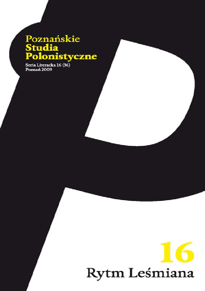 Okładka czasopisma Poznańskie Studia Polonistyczne. Seria Literacka, nr 16, rok 2009, tytuł Rytm Leśmiana