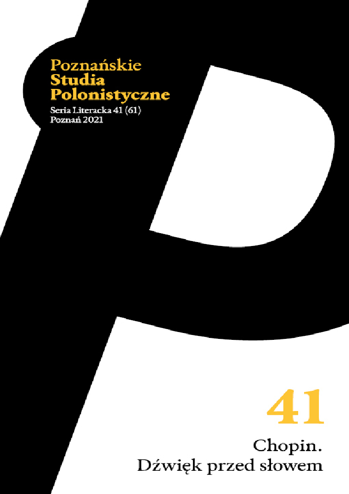 Okładka czasopisma Poznańskie Studia Polonistyczne. Seria Literacka, nr 41, rok 2021, tytuł Chopin. Dźwięk przed słowem
