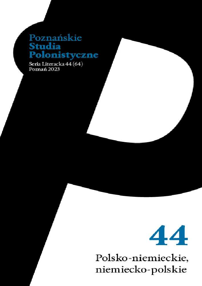Okładka czasopisma Poznańskie Studia Polonistyczne. Seria Literacka, nr 44, rok 2023, tytuł Polsko-niemiecki, niemiecko-polskie
